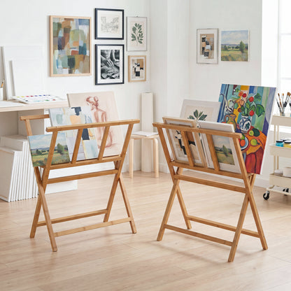 Bamboo Art Print Rack for Canvas Storage and Display