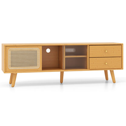 Bamboo TV Stand for TV up to 65 Inch-Natural - Natural