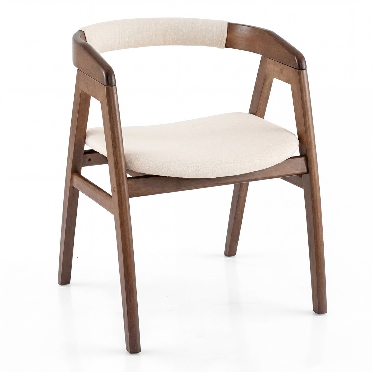 Leisure Bamboo Dining Chair with Curved Back and Anti-slip Foot Pads-Natural - Walnut