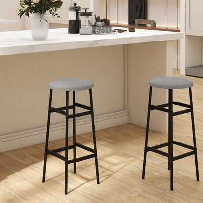 Bar Stools Set of 2 with Sturdy Metal Frame and Footrest-Gray