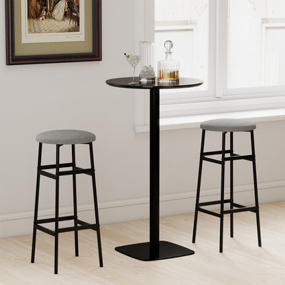 Bar Stools Set of 2 with Sturdy Metal Frame and Footrest-Gray