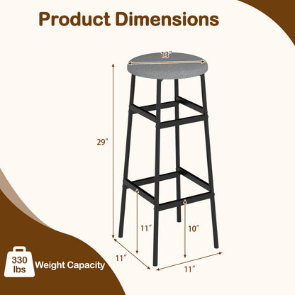 Bar Stools Set of 2 with Sturdy Metal Frame and Footrest-Gray
