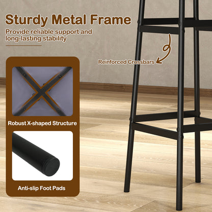 Bar Stools Set of 2 with Sturdy Metal Frame and Footrest-Gray