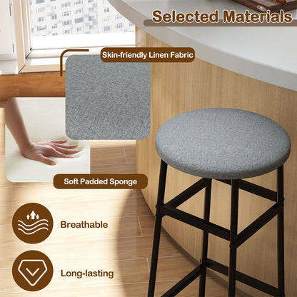Bar Stools Set of 2 with Sturdy Metal Frame and Footrest-Gray