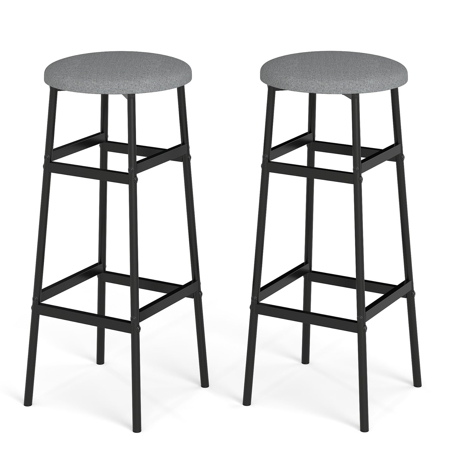 Bar Stools Set of 2 with Sturdy Metal Frame and Footrest-Gray
