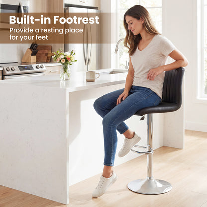 Bar Stools Set of 2 Adjustable Swivel Barstools with Back and Footrest