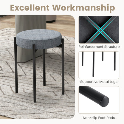 Bar Stools Set of 4 Upholstered Kitchen Stools with Foot Pads-Light Gray
