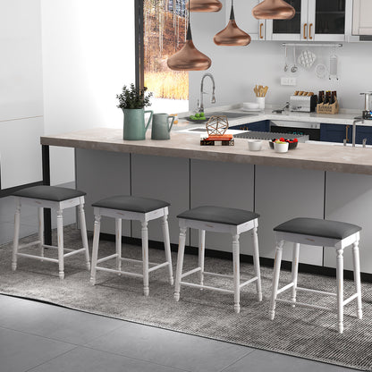 29 Inch Bar Stool Set of 2 with Padded Seat Cushions and Wood Legs-29 inches