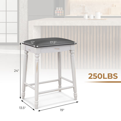 29 Inch Bar Stool Set of 2 with Padded Seat Cushions and Wood Legs-29 inches