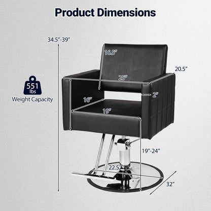 Hydraulic Salon Chair with Adjustable Height & 360° Swivel