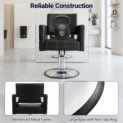 Hydraulic Salon Chair with Adjustable Height & 360° Swivel