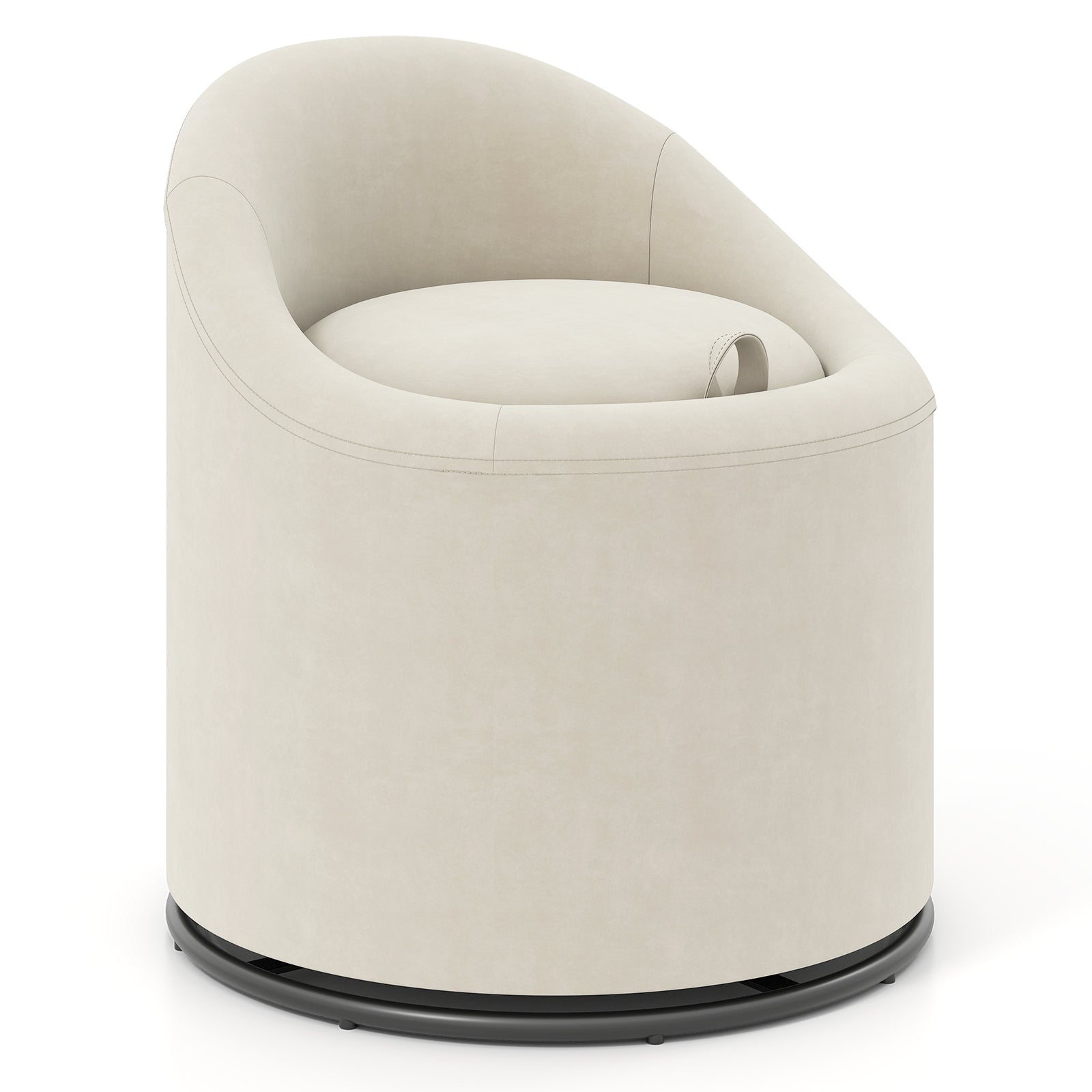 Barrel Chair with Storage 360¬∞ Swivel Upholstered Vanity Chair-Beige
