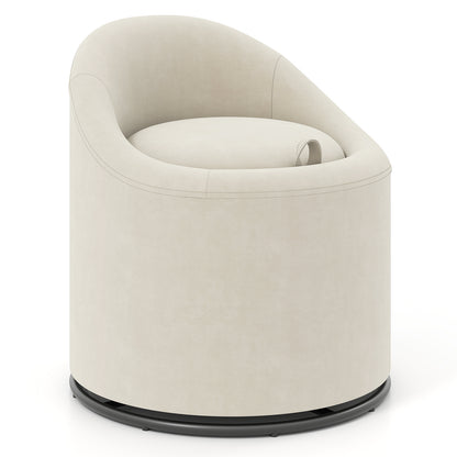 Barrel Chair with Storage 360¬∞ Swivel Upholstered Vanity Chair-Beige