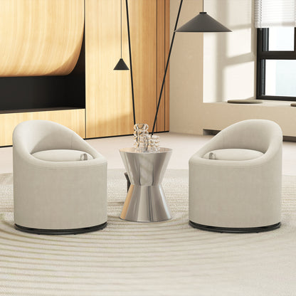 Barrel Chair with Storage 360¬∞ Swivel Upholstered Vanity Chair-Beige