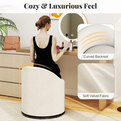 Barrel Chair with Storage 360¬∞ Swivel Upholstered Vanity Chair-Beige