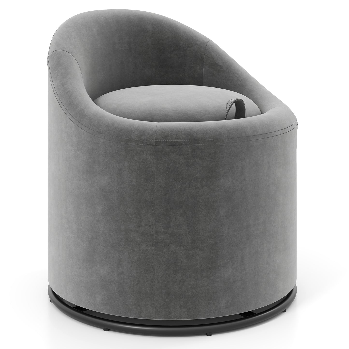 Barrel Chair with Storage 360¬∞ Swivel Upholstered Vanity Chair-Gray