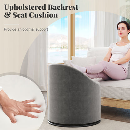 Barrel Chair with Storage 360¬∞ Swivel Upholstered Vanity Chair-Gray