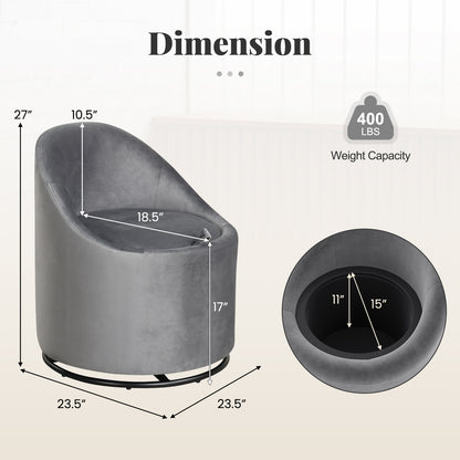 Barrel Chair with Storage 360¬∞ Swivel Upholstered Vanity Chair-Gray
