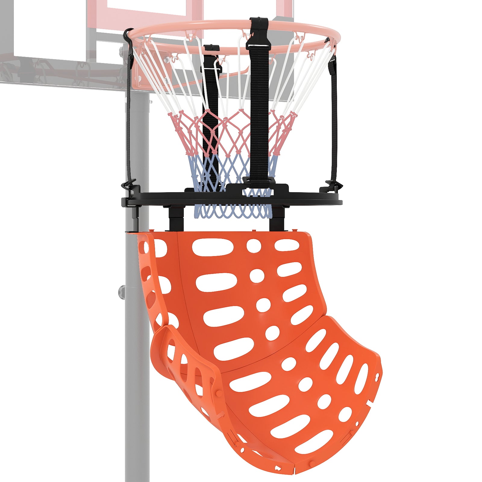 Basketball Return Attachment with 4 Tool-Free Detachable Hooks (Fit 18 Inch Rims)