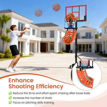 Basketball Return Attachment with 4 Tool-Free Detachable Hooks (Fit 18 Inch Rims)
