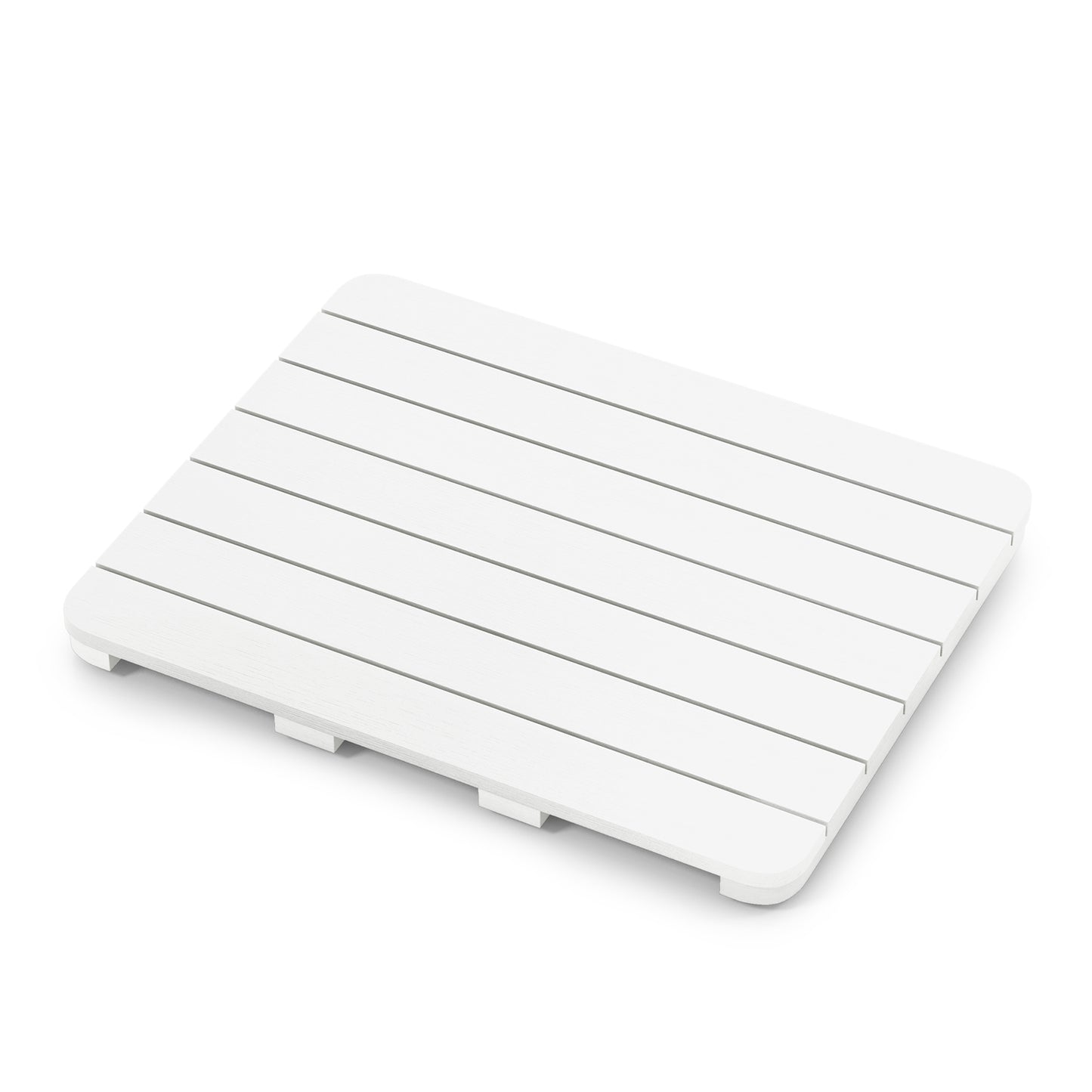 Waterproof HIPS Bath Spa Shower Mat with Non Slip Foot Pads-Brown - White