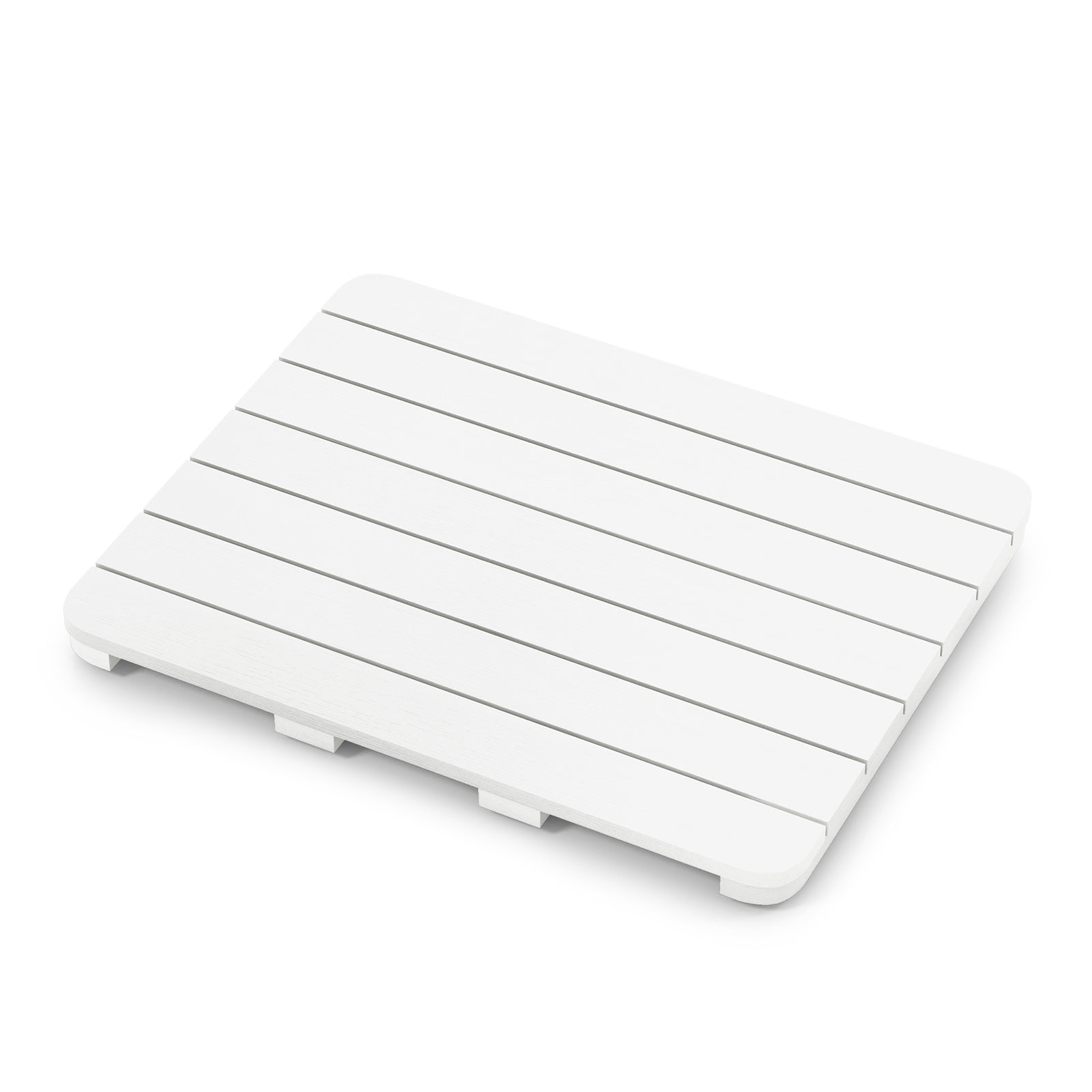 Waterproof HIPS Bath Spa Shower Mat with Non Slip Foot Pads-Brown - White