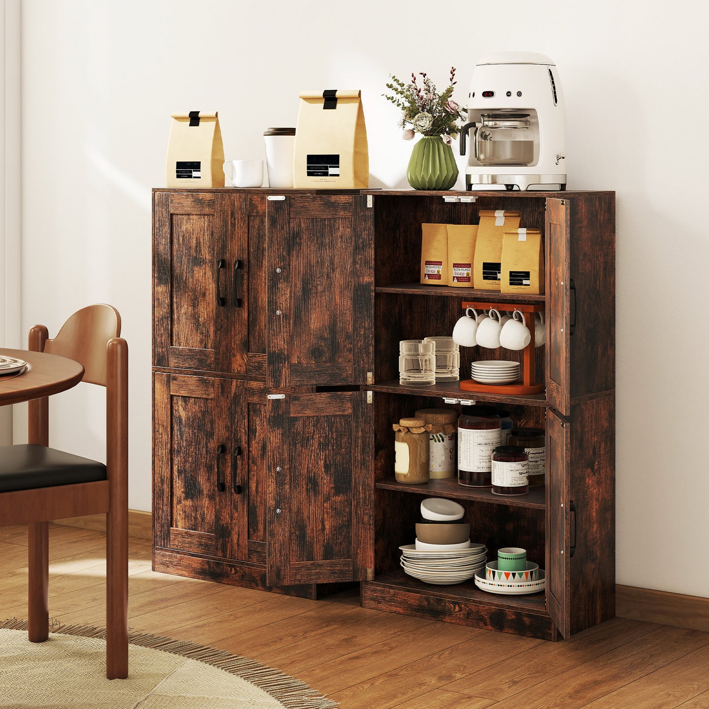 Bathroom Cabinet 43.5 inch Storage Cabinet with Doors and Adjustable Shelves-Rustic Brown