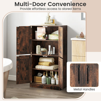 Bathroom Cabinet 43.5 inch Storage Cabinet with Doors and Adjustable Shelves-Rustic Brown