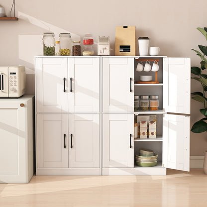 Bathroom Cabinet 43.5 inch Storage Cabinet with Doors and Adjustable Shelves-White