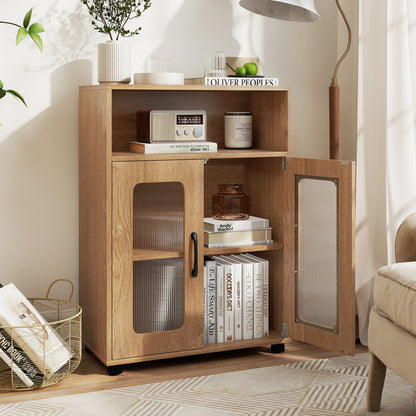 Bathroom Cabinet Freestanding Cabinet with 2 Doors and 3-Level Adjustable Shelf