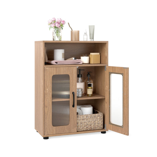 Bathroom Cabinet Freestanding Cabinet with 2 Doors and 3-Level Adjustable Shelf