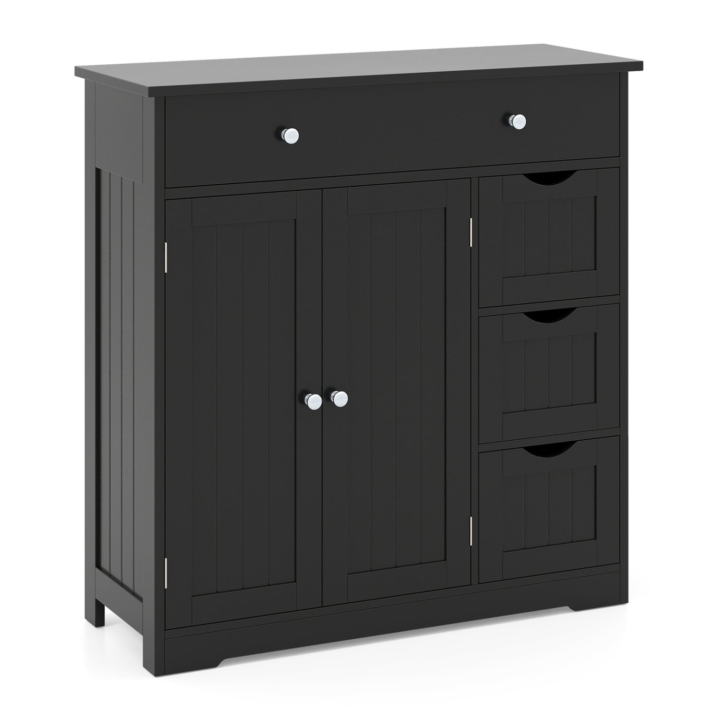 Bathroom Floor Cabinet with 4 Drawers and 2 Doors - White