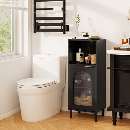 Bathroom Floor Cabinet with Adjustable Shelf and Glass Door