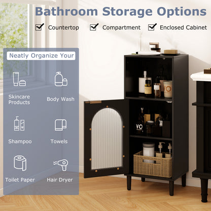 Bathroom Floor Cabinet with Adjustable Shelf and Glass Door