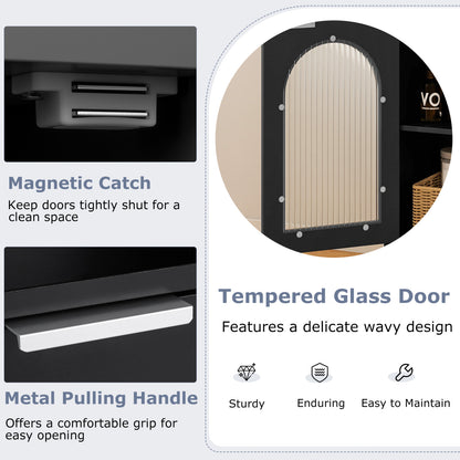 Bathroom Floor Cabinet with Adjustable Shelf and Glass Door