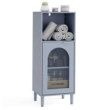 Bathroom Floor Cabinet with Adjustable Shelf and Glass Door