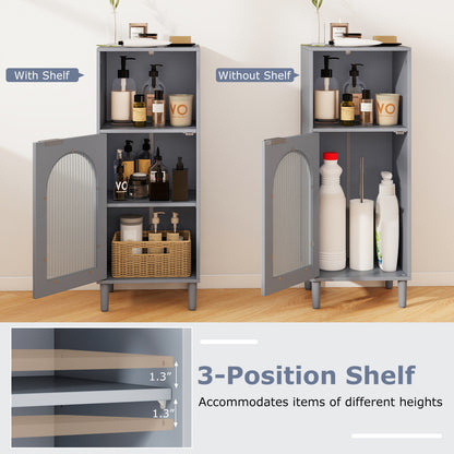 Bathroom Floor Cabinet with Adjustable Shelf and Glass Door