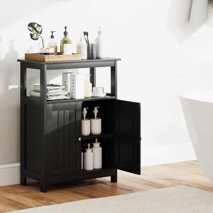 Bathroom Floor Cabinet Freestanding Storage Organizer with Open Compartment