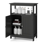 Bathroom Floor Cabinet Freestanding Storage Organizer with Open Compartment-Black