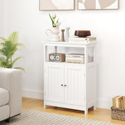 Bathroom Floor Cabinet Freestanding Storage Organizer with Open Compartment-White