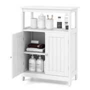 Bathroom Floor Cabinet Freestanding Storage Organizer with Open Compartment-White