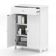 Bathroom Floor Cabinet Freestanding Storage Organizer with 2 Doors-White