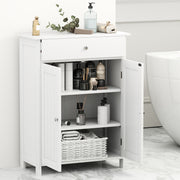 Bathroom Floor Cabinet Freestanding Storage Organizer with 2 Doors-White