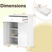 Bathroom Floor Cabinet Freestanding Storage Organizer with 2 Doors-White