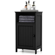 Bathroom Freestanding Floor Storage Cabinet with Adjustable Shelf-Black