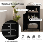 Bathroom Freestanding Floor Storage Cabinet with Adjustable Shelf-Black