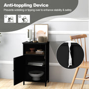 Bathroom Freestanding Floor Storage Cabinet with Adjustable Shelf-Black