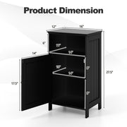 Bathroom Freestanding Floor Storage Cabinet with Adjustable Shelf-Black