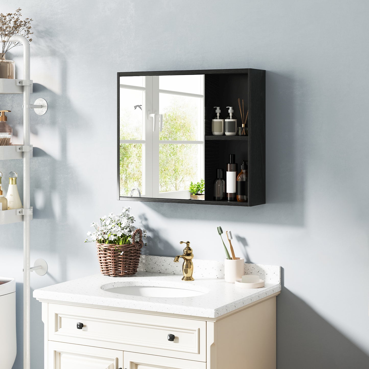 Bathroom Medicine Cabinet with Single Mirror Door