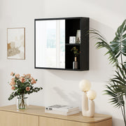 Bathroom Medicine Cabinet with Single Mirror Door-Black